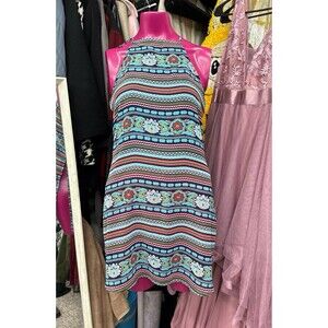 NY&CO Multicolor multi Pattern Halter Sleeveless Top with Side Slits size Medium